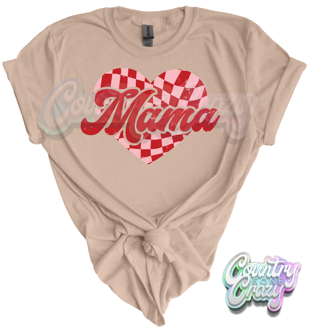 MAMA CHECKERED HEART T-SHIRT-Country Gone Crazy-Country Gone Crazy