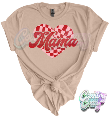 MAMA CHECKERED HEART T-SHIRT-Country Gone Crazy-Country Gone Crazy