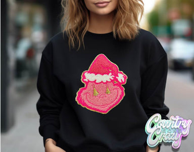 Big Pink Grinch Chenille Patch - Sweatshirt-Country Gone Crazy-Country Gone Crazy