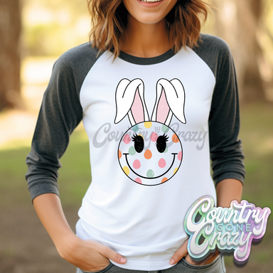 Bunny Smiley Face • Bella Canvas Raglan-Country Gone Crazy-Country Gone Crazy