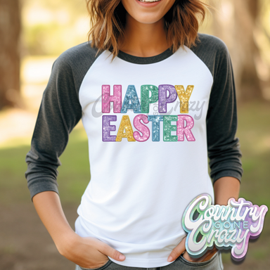Happy Easter • Bella Canvas Raglan-Country Gone Crazy-Country Gone Crazy