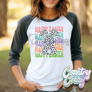 Happy Easter Leopard Bunny • Bella Canvas Raglan-Country Gone Crazy-Country Gone Crazy