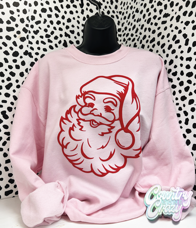 Santa Claus • Red Puff • Light Pink Sweatshirt-Country Gone Crazy-Country Gone Crazy