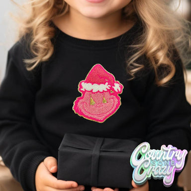 Small Pink Grinch Chenille Patch - Sweatshirt-Country Gone Crazy-Country Gone Crazy