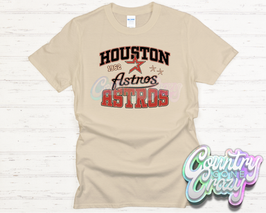 Houston Retro Red - Sand - T-Shirt-Country Gone Crazy-Country Gone Crazy
