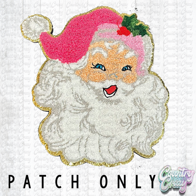 Big Pink Santa Chenille Iron-On Patch-Country Gone Crazy-Country Gone Crazy