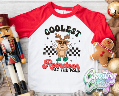 Coolest Reindeer at the Pole - Red/White Raglan-Country Gone Crazy-Country Gone Crazy