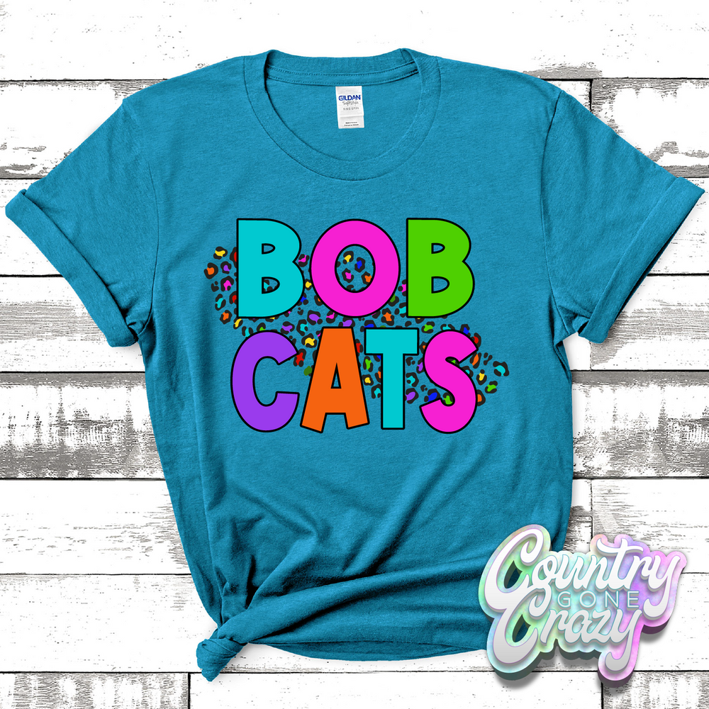 Bobcats Colorful Leopard T-Shirt-Country Gone Crazy-Country Gone Crazy