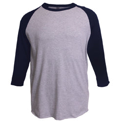 Adult Raglan - Heather Grey Body with Navy Sleeves-Tultex-Country Gone Crazy