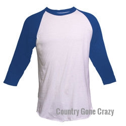 Adult Raglan - Royal Blue Sleeves with White Body-Tultex-Country Gone Crazy