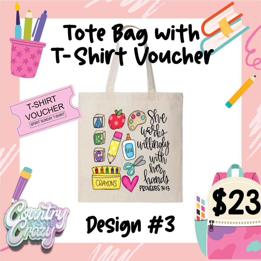 Tote Bag with T-Shirt Voucher-Country Gone Crazy-Country Gone Crazy