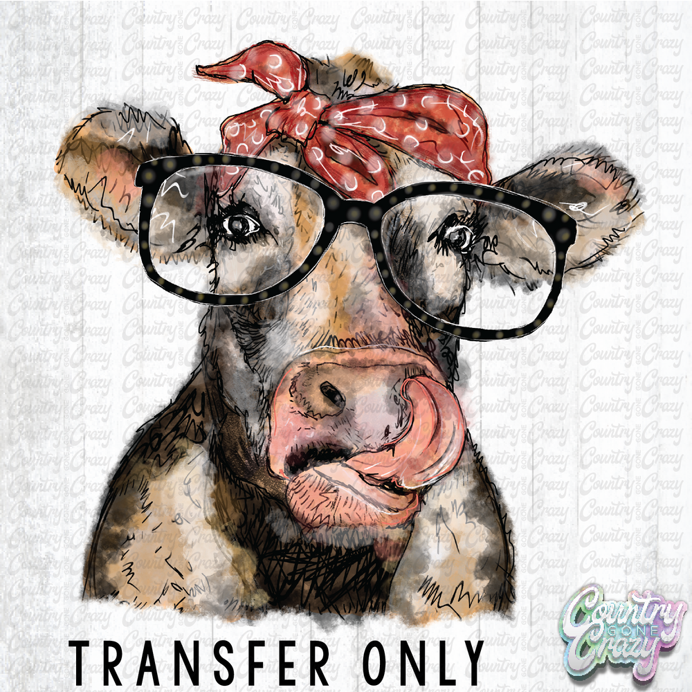 HT1734 • Cow in Bandana and Glasses-Country Gone Crazy-Country Gone Crazy