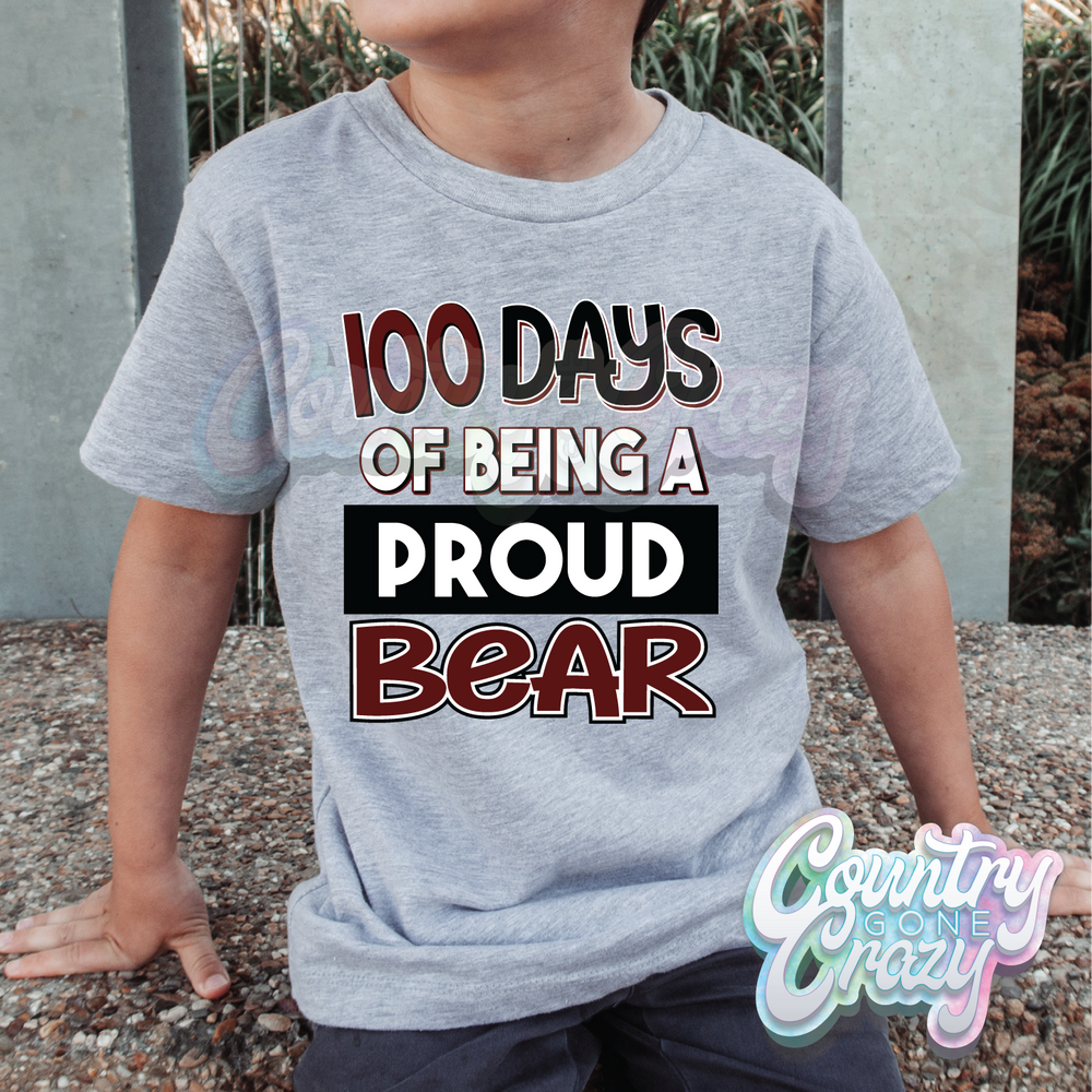 100 Days of being a proud - Bear - Maroon - T-Shirt-Country Gone Crazy-Country Gone Crazy