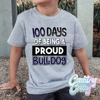100 Days of being a proud - Bulldog - Navy - T-Shirt-Country Gone Crazy-Country Gone Crazy