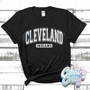 CLEVELAND INDIANS - DISTRESSED VARSITY - T-SHIRT-Country Gone Crazy-Country Gone Crazy