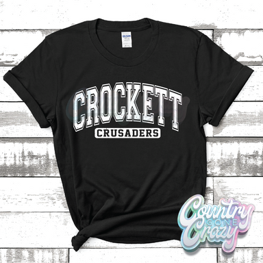 CROCKETT CRUSADERS - DISTRESSED VARSITY - T-SHIRT-Country Gone Crazy-Country Gone Crazy