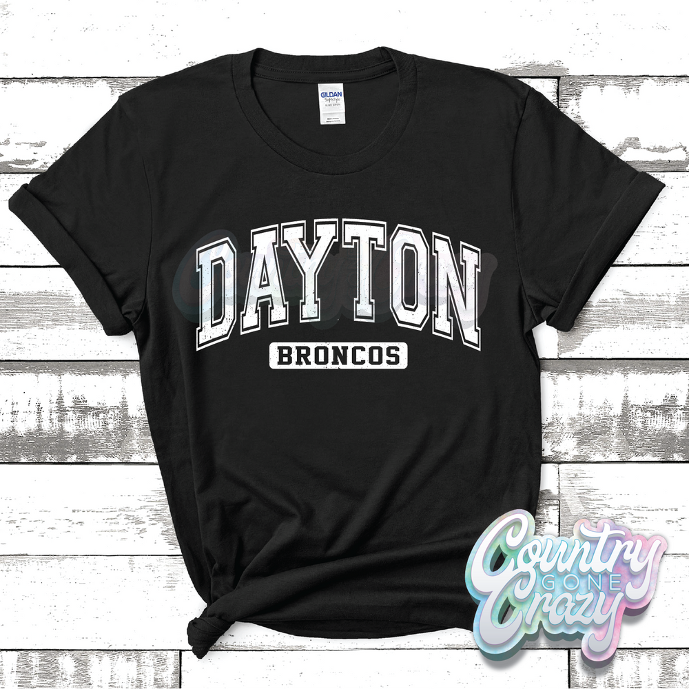 DAYTON BRONCOS - DISTRESSED VARSITY - T-SHIRT-Country Gone Crazy-Country Gone Crazy