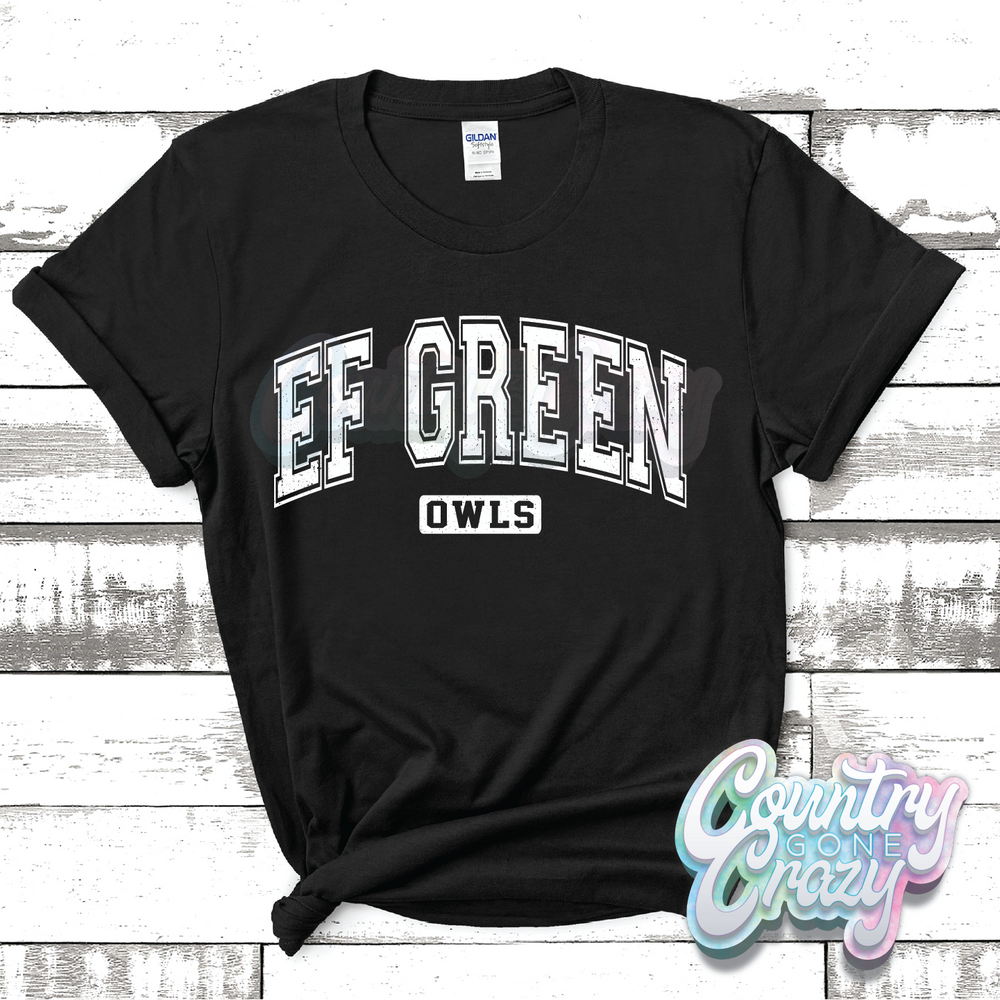 EF GREEN OWLS - DISTRESSED VARSITY - T-SHIRT-Country Gone Crazy-Country Gone Crazy