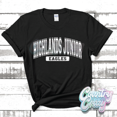 HIGHLANDS JUNIOR EAGLES - DISTRESSED VARSITY - T-SHIRT-Country Gone Crazy-Country Gone Crazy