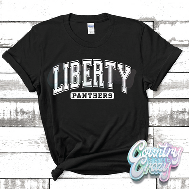 LIBERTY PANTHERS - DISTRESSED VARSITY - T-SHIRT-Country Gone Crazy-Country Gone Crazy