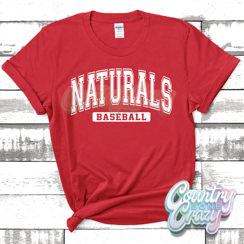 NATURALS BASEBALL - DISTRESSED VARSITY - T-SHIRT-Country Gone Crazy-Country Gone Crazy