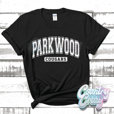 PARKWOOD COUGARS - DISTRESSED VARSITY - T-SHIRT-Country Gone Crazy-Country Gone Crazy