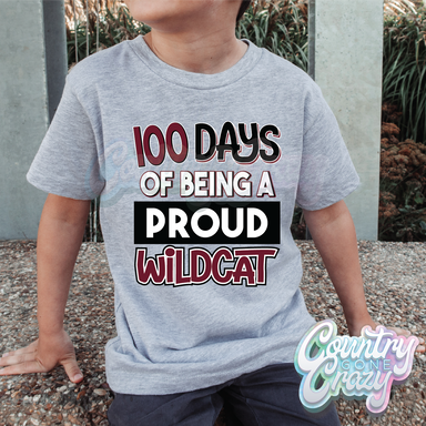 100 Days of being a proud - Wildcat - Maroon - T-Shirt-Country Gone Crazy-Country Gone Crazy