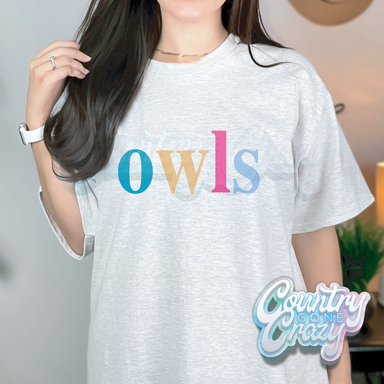 Owls - Colorful Letters- T-Shirt-Country Gone Crazy-Country Gone Crazy