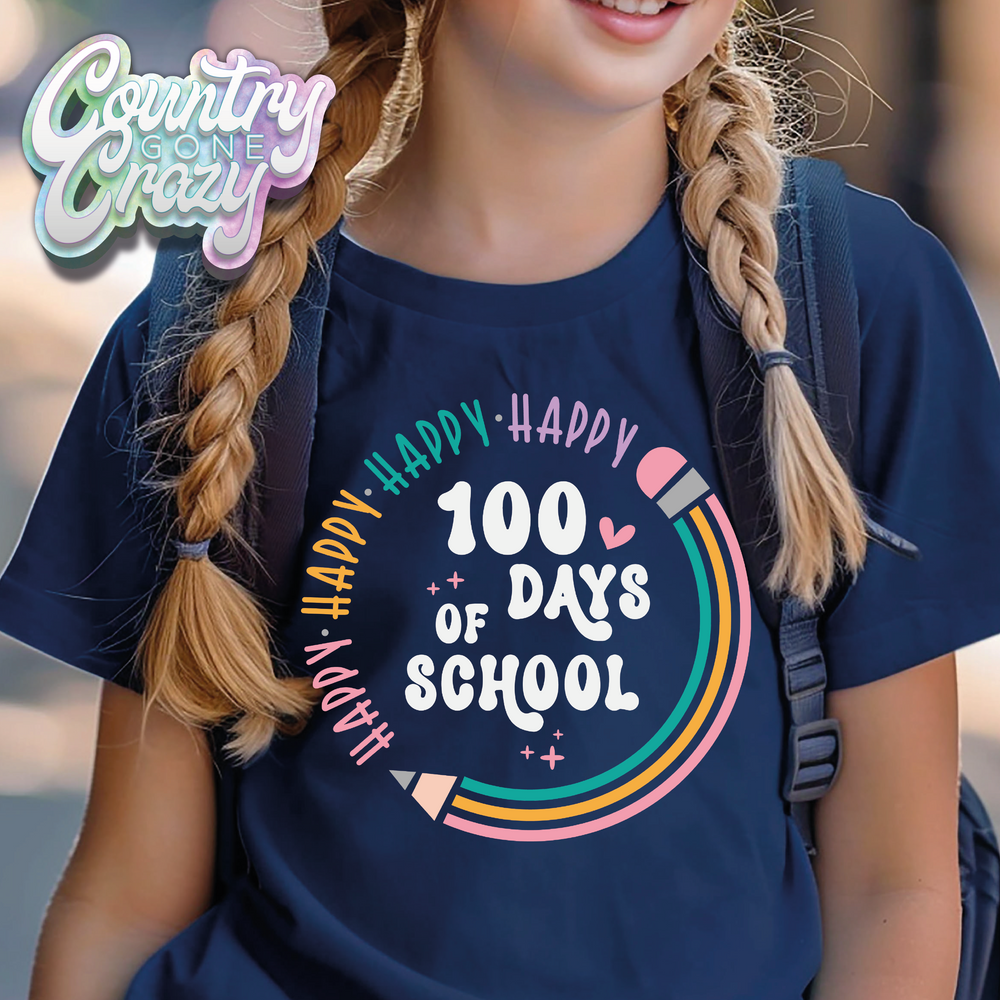 Happy Happy Happy Happy 100 Days of School // T-Shirt-Country Gone Crazy-Country Gone Crazy