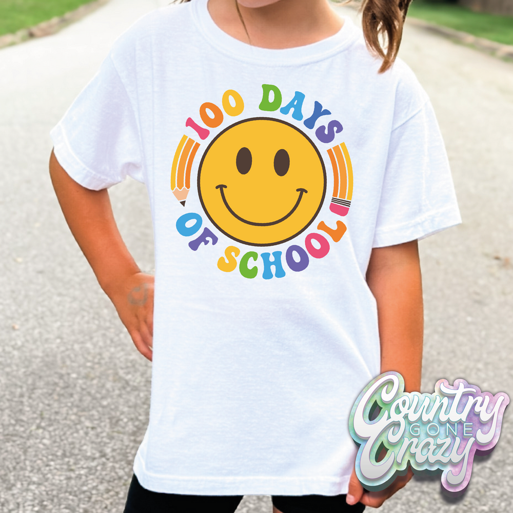 Happy 100 Days of School Smiley Face // T-Shirt-Country Gone Crazy-Country Gone Crazy