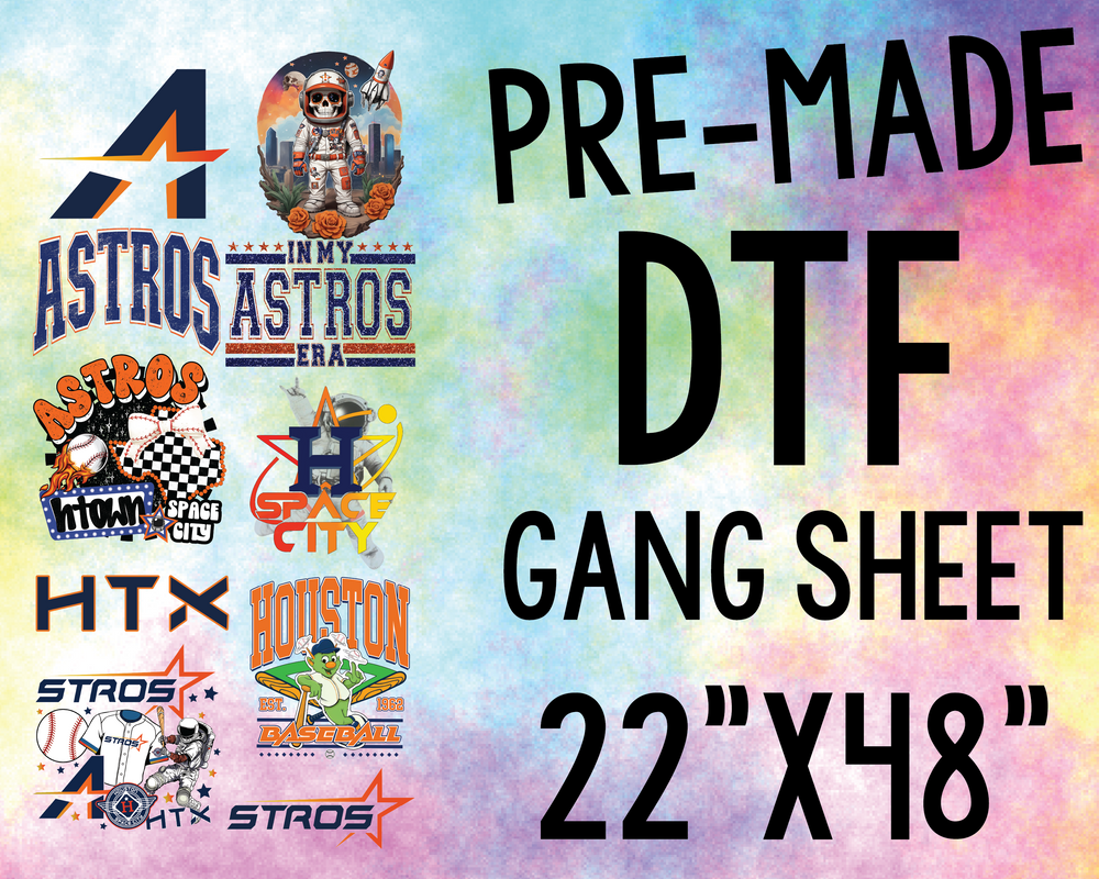 PRE-MADE GANG SHEET - ASTROS - ADULT-Country Gone Crazy-Country Gone Crazy