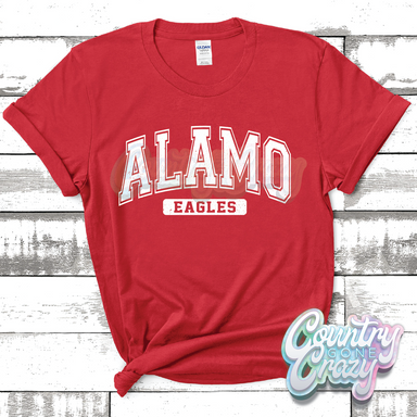 ALAMO EAGLES - DISTRESSED VARSITY - T-SHIRT-Country Gone Crazy-Country Gone Crazy