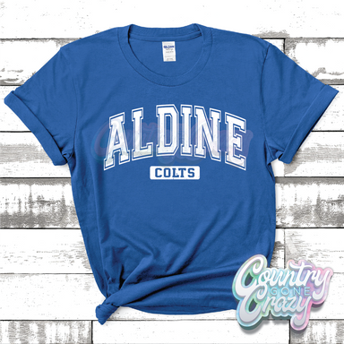 ALDINE COLTS - DISTRESSED VARSITY - T-SHIRT-Country Gone Crazy-Country Gone Crazy