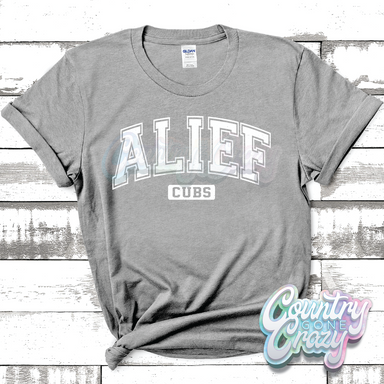 ALIEF CUBS - DISTRESSED VARSITY - T-SHIRT-Country Gone Crazy-Country Gone Crazy