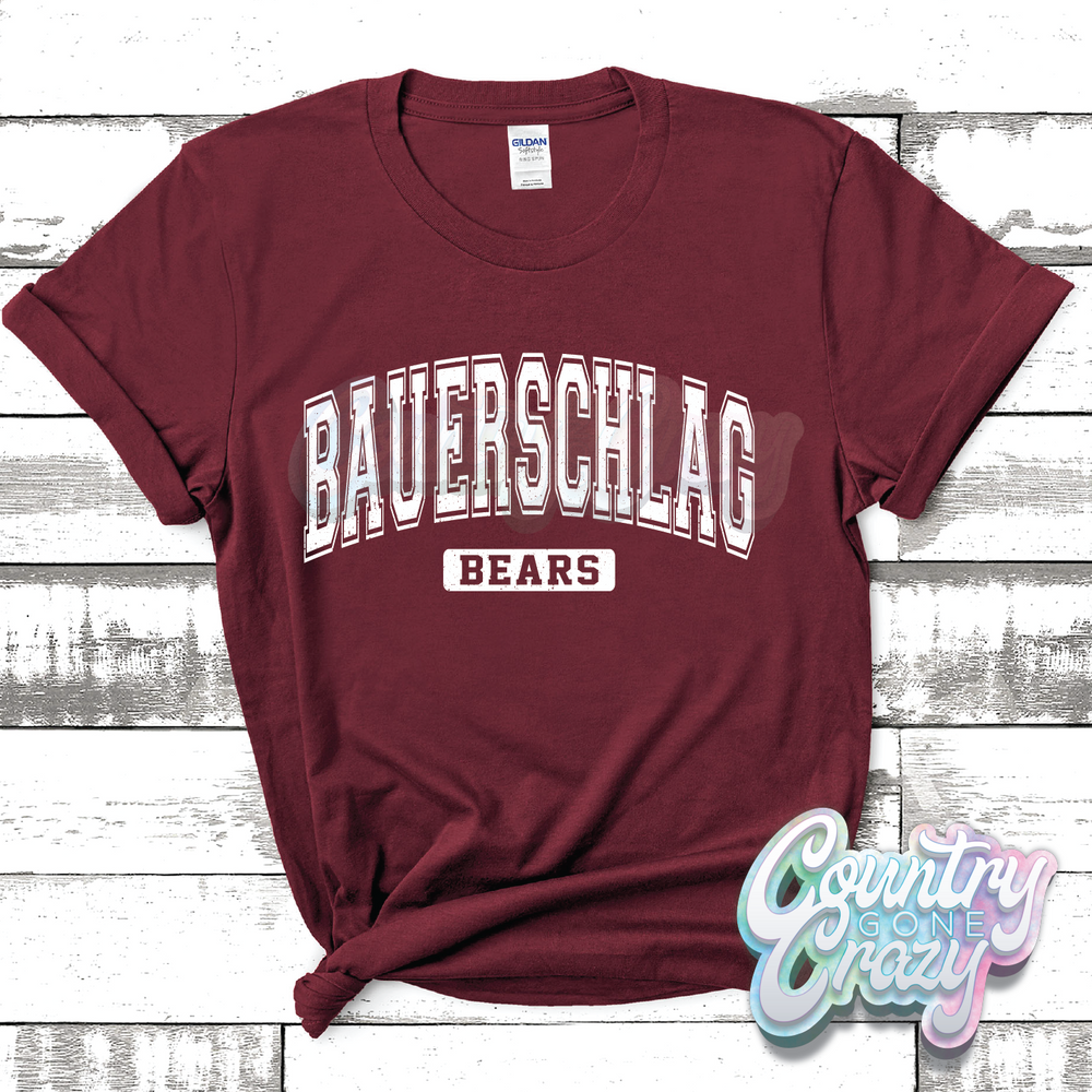 BAUERSCHLAG BEARS - DISTRESSED VARSITY - T-SHIRT-Country Gone Crazy-Country Gone Crazy