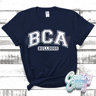 BAYTOWN CHRISTIAN ACADEMY BULLDOGS - DISTRESSED VARSITY - T-SHIRT-Country Gone Crazy-Country Gone Crazy