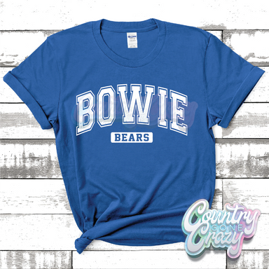 BOWIE BEARS - DISTRESSED VARSITY - T-SHIRT-Country Gone Crazy-Country Gone Crazy