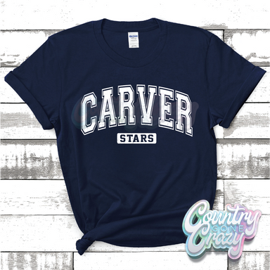 CARVER STARS - DISTRESSED VARSITY - T-SHIRT-Country Gone Crazy-Country Gone Crazy