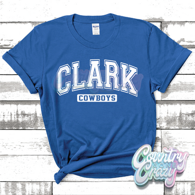 CLARK COWBOYS - DISTRESSED VARSITY - T-SHIRT-Country Gone Crazy-Country Gone Crazy