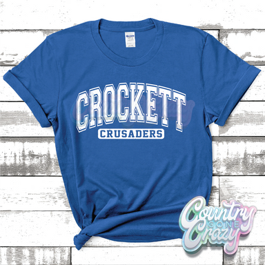 CROCKETT CRUSADERS - DISTRESSED VARSITY - T-SHIRT-Country Gone Crazy-Country Gone Crazy