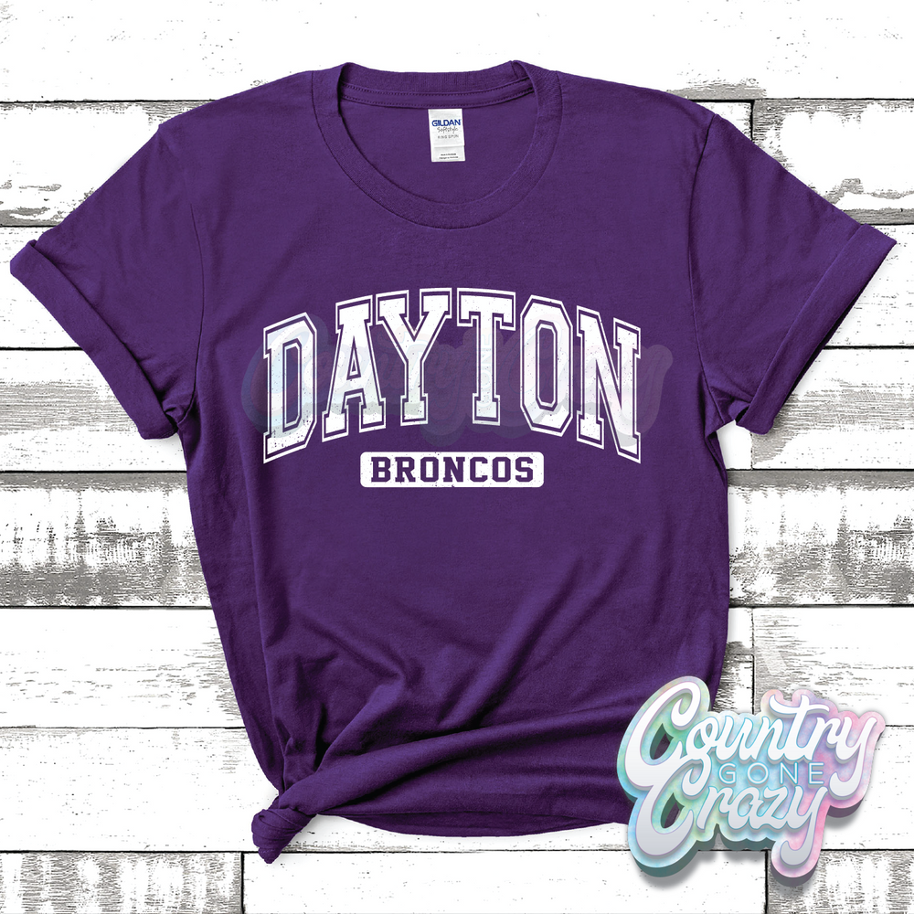 DAYTON BRONCOS - DISTRESSED VARSITY - T-SHIRT-Country Gone Crazy-Country Gone Crazy