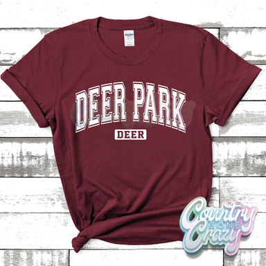 DEER PARK DEER - DISTRESSED VARSITY - T-SHIRT-Country Gone Crazy-Country Gone Crazy