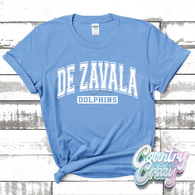 DE ZAVALA DOLPHINS - DISTRESSED VARSITY - T-SHIRT-Country Gone Crazy-Country Gone Crazy