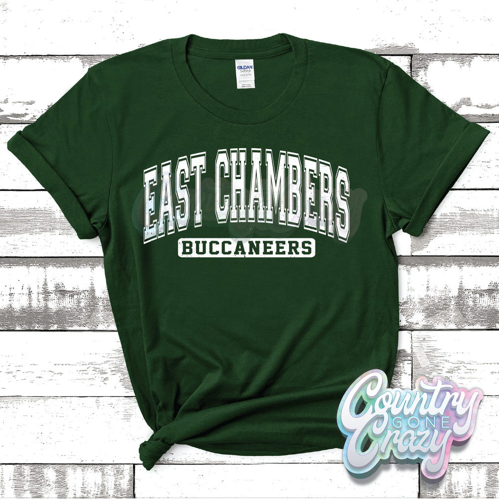 EAST CHAMBERS BUCCANEERS - DISTRESSED VARSITY - T-SHIRT-Country Gone Crazy-Country Gone Crazy