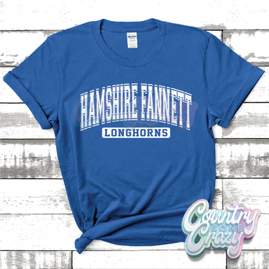 HAMSHIRE FANNETT LONGHORNS - DISTRESSED VARSITY - T-SHIRT-Country Gone Crazy-Country Gone Crazy