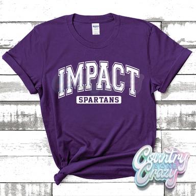 IMPACT SPARTANS - DISTRESSED VARSITY - T-SHIRT-Country Gone Crazy-Country Gone Crazy
