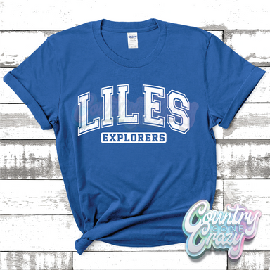 LILES EXPLORERS - DISTRESSED VARSITY - T-SHIRT-Country Gone Crazy-Country Gone Crazy