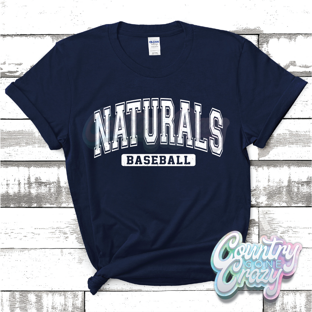 NATURALS BASEBALL - DISTRESSED VARSITY - T-SHIRT-Country Gone Crazy-Country Gone Crazy