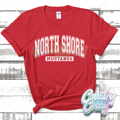 NORTH SHORE MUSTANGS - DISTRESSED VARSITY - T-SHIRT-Country Gone Crazy-Country Gone Crazy
