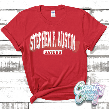 STEPHEN F. AUSTIN GATORS - DISTRESSED VARSITY - T-SHIRT-Country Gone Crazy-Country Gone Crazy